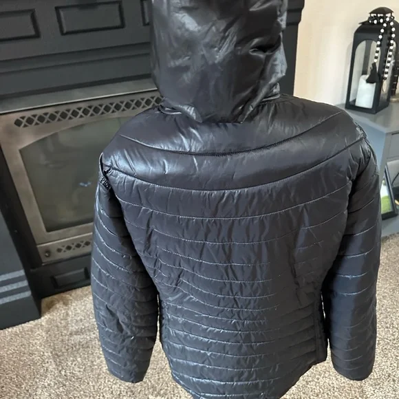 Tek Gear Warm Tek Black Jacket Quilted Puffer Coat Women’s Large Hood Sz L - Picture 5 of 9